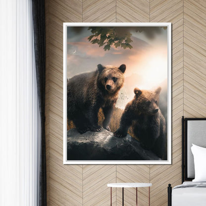Sunset Bears Canvas Wall Art