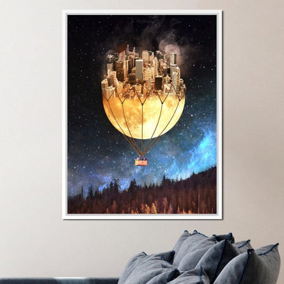 Moon Town Canvas Wall Art