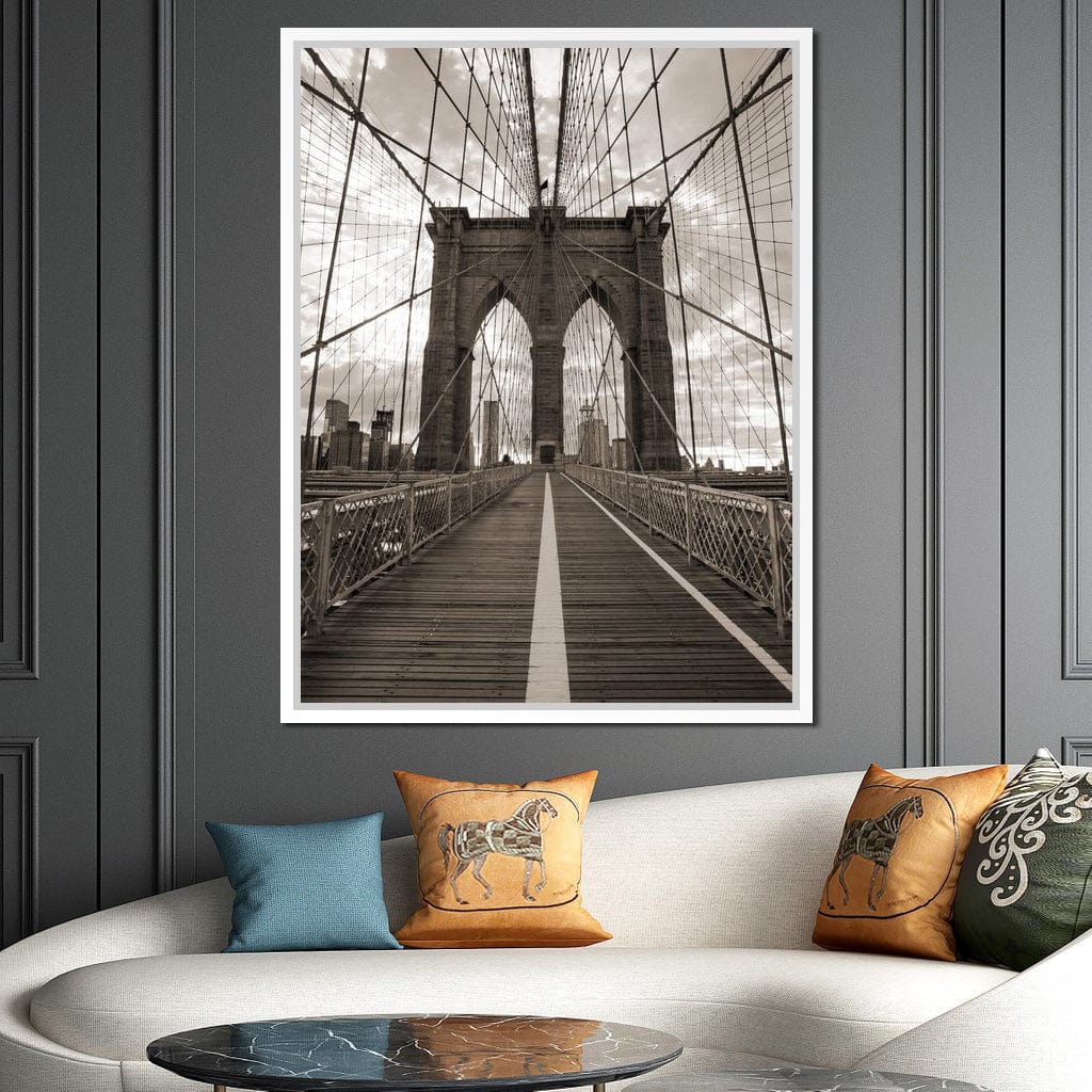 Brooklyn Bridge in Black & White Canvas Wall Art