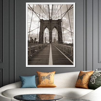 Brooklyn Bridge in Black & White Canvas Wall Art