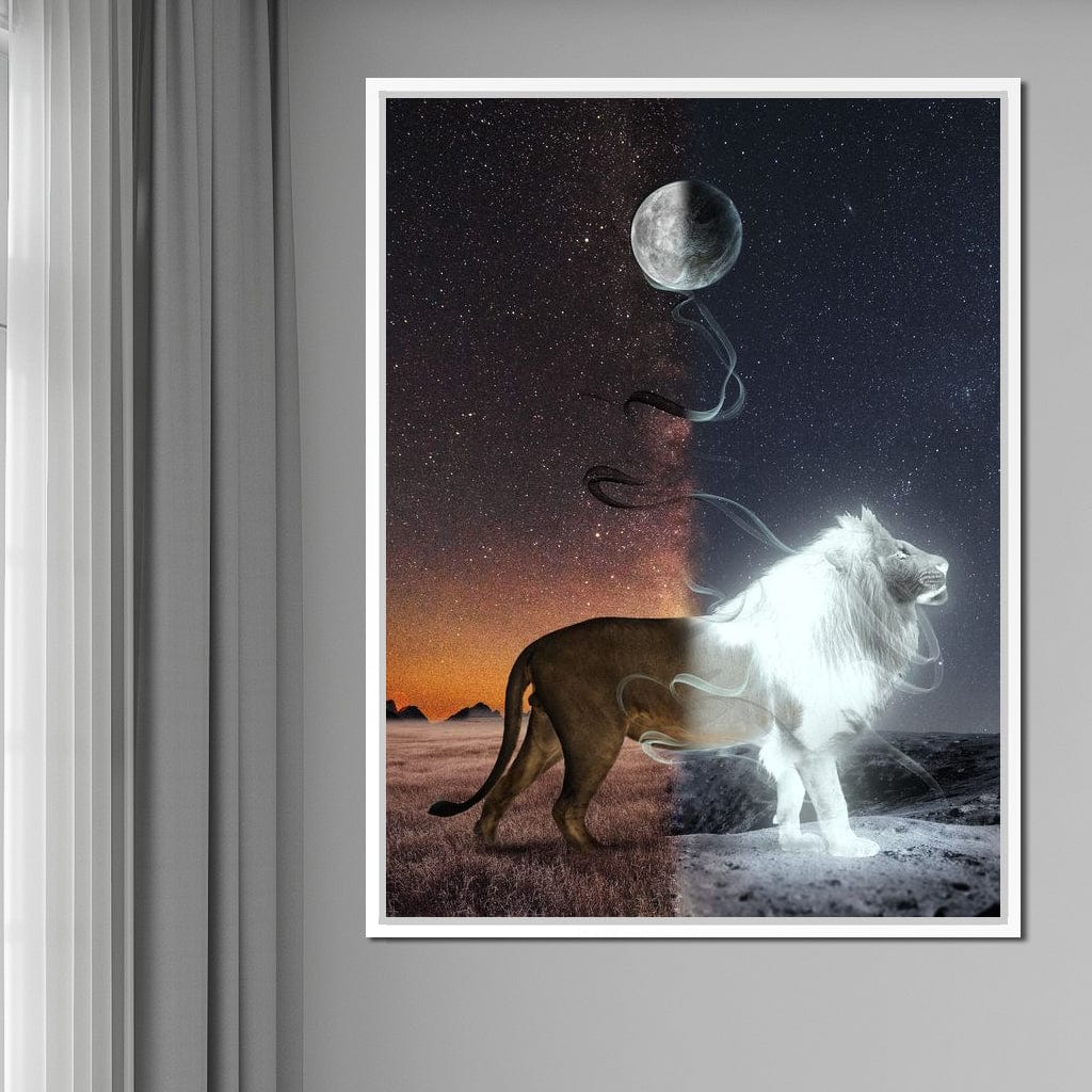 Lion Lune Canvas Wall Art