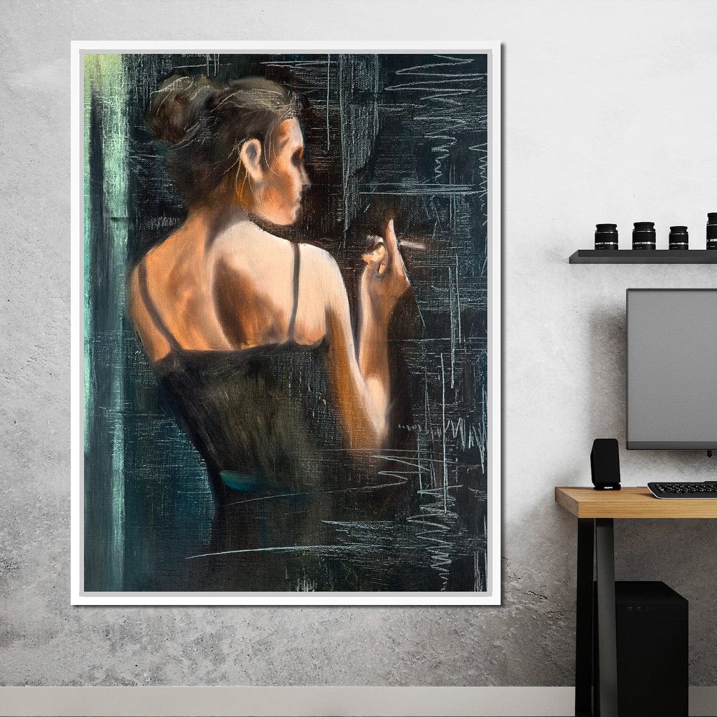 Smoking Woman Canvas Wall Art