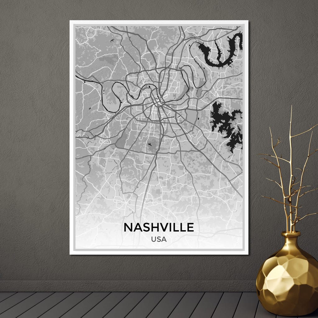 Map of Nashville, USA Canvas Wall Art
