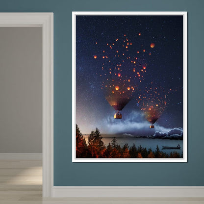 Hot Air Balloon Light Canvas Wall Art