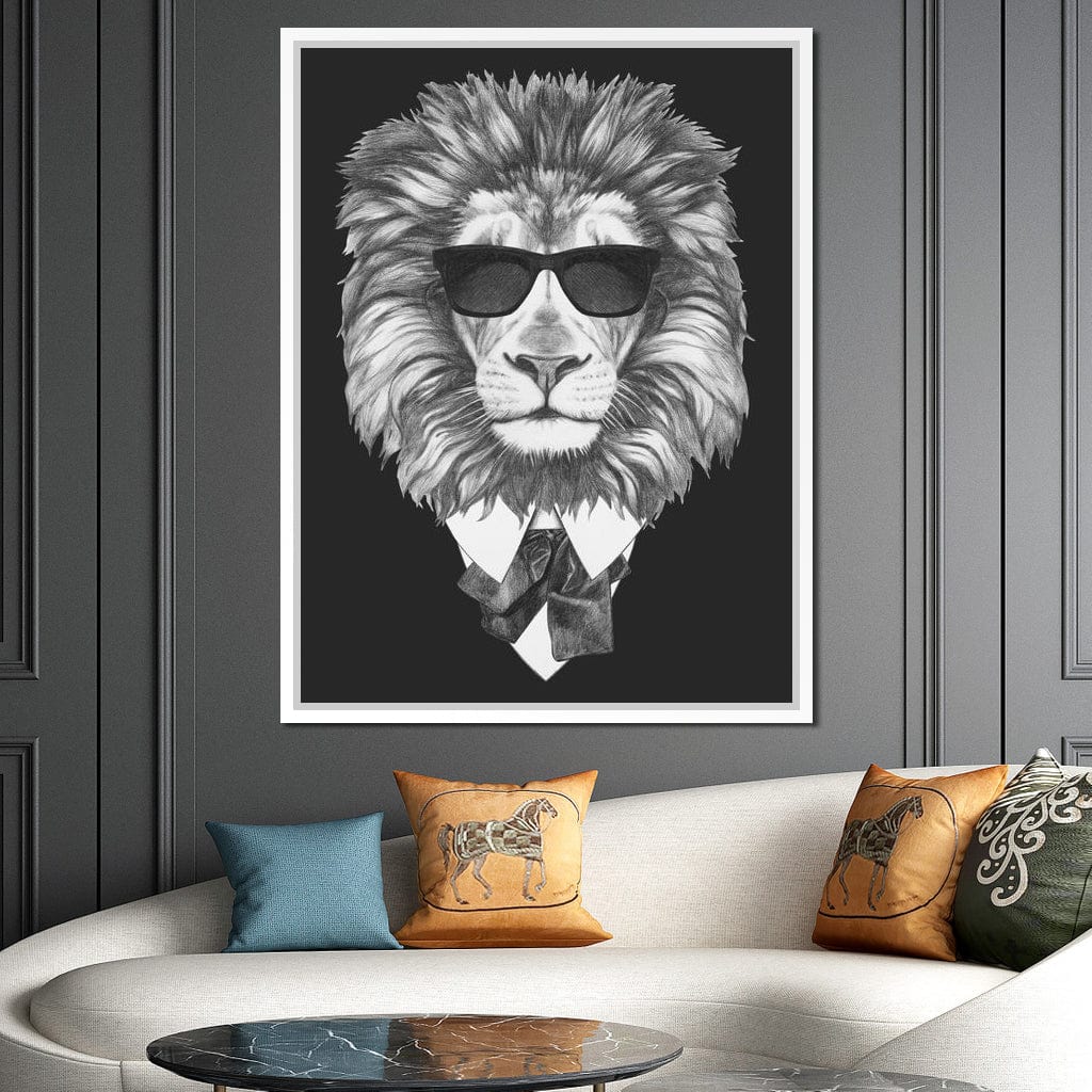 Dressed Up Lion Canvas Wall Art