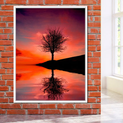 Red Sunset Canvas Wall Art