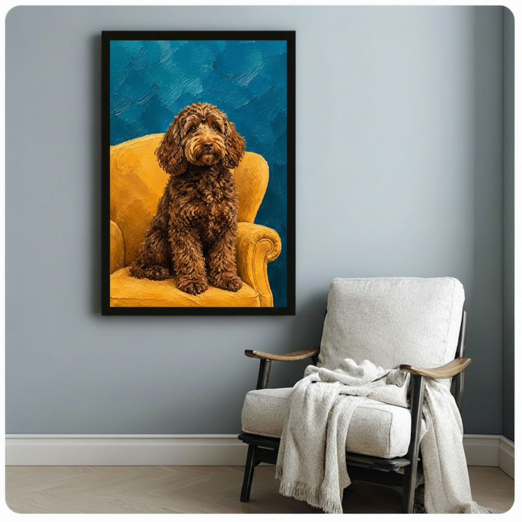 Labradoodle Oil Painting Portrait Canvas Wall Art