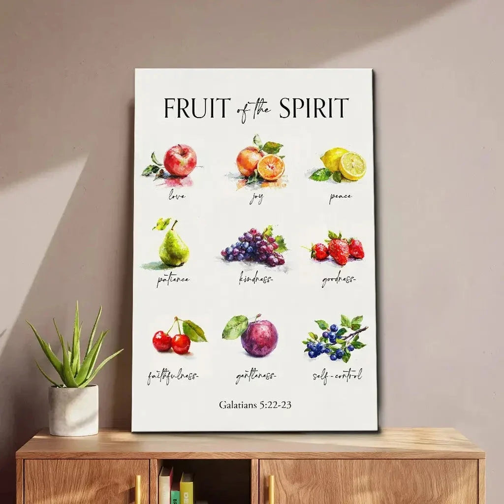 christian wall decor galatians 5 22 23 fruit of the spirit wall art canvas (view 2)