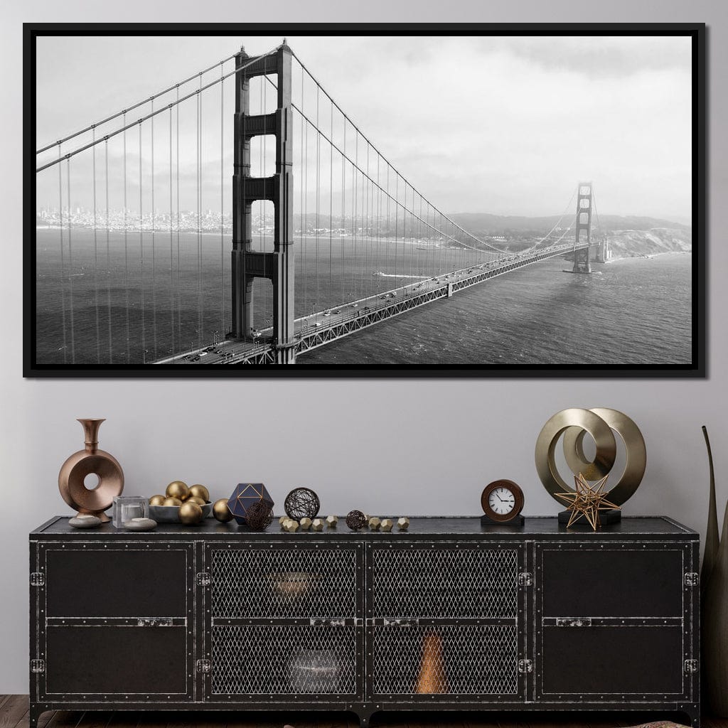 Golden Gate Bridge in Black & White Canvas Wall Art