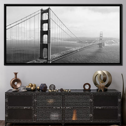 Golden Gate Bridge in Black & White Canvas Wall Art