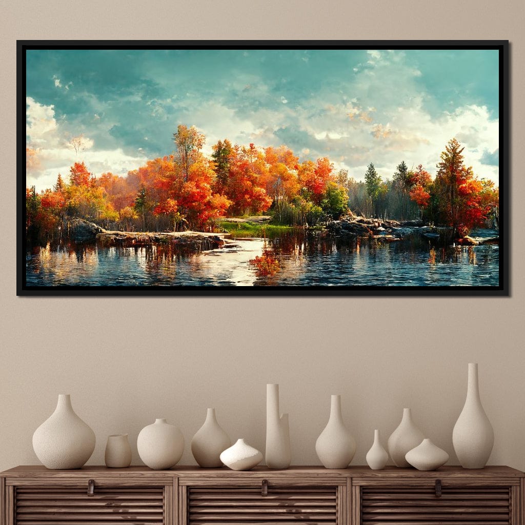 Lakefall Landscape Canvas Wall Art