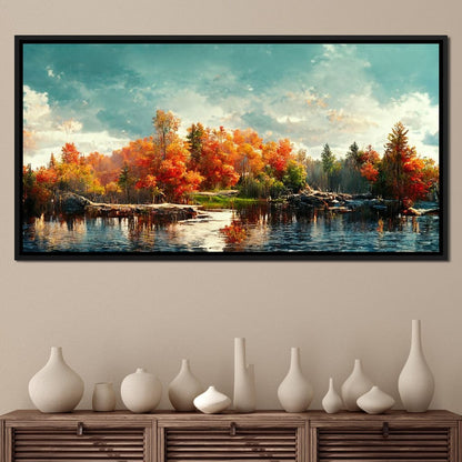 Lakefall Landscape Canvas Wall Art