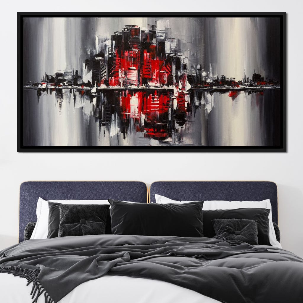 Red Black & Grey Skyline Canvas Wall Art