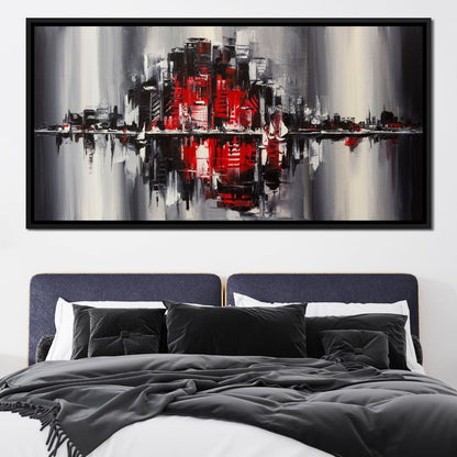 Red Black & Grey Skyline Canvas Wall Art