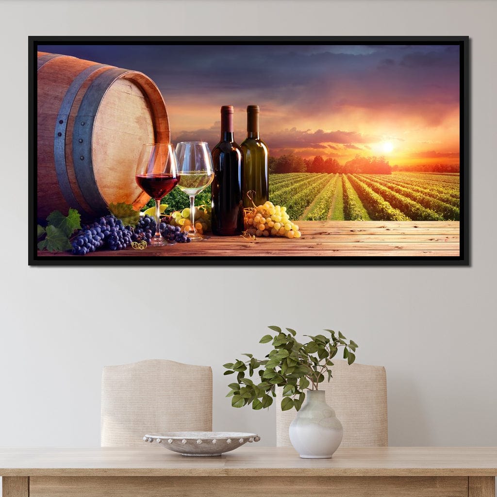 Wine Valley Sunset Canvas Wall Art