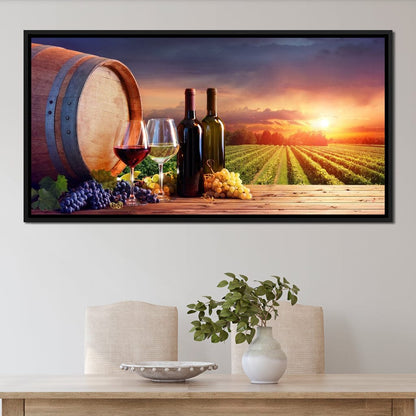 Wine Valley Sunset Canvas Wall Art