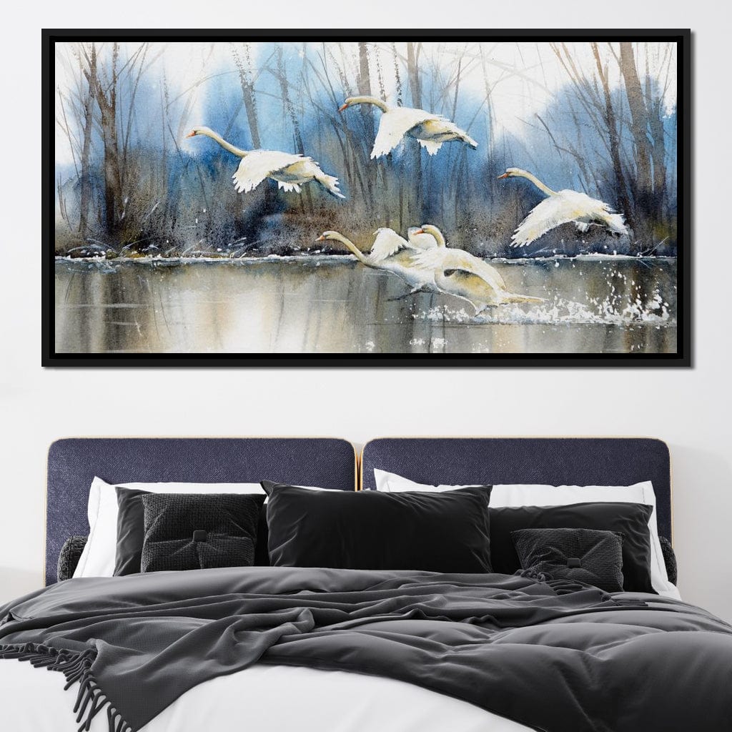 White Swans Canvas Wall Art