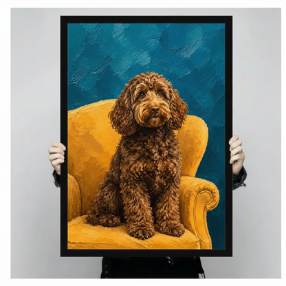 Labradoodle Oil Painting Portrait Canvas Wall Art