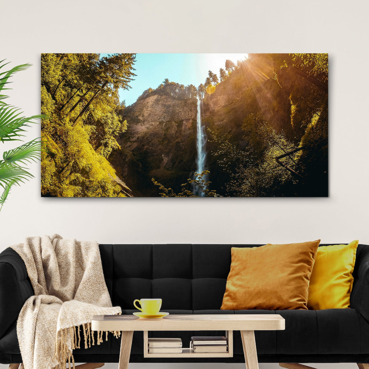 High Mountain Waterfall Canvas Wall Art