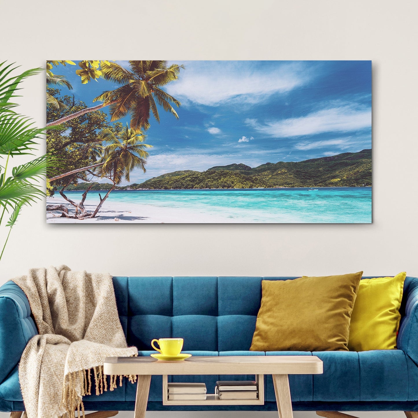 Palm Trees On Tropical Beach Canvas Wall Art