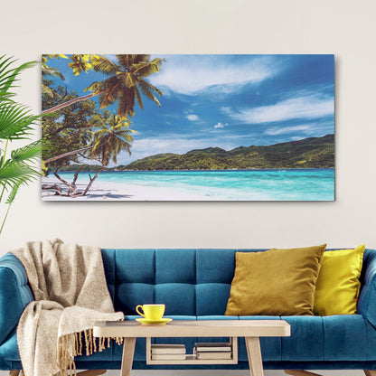 Palm Trees On Tropical Beach Canvas Wall Art