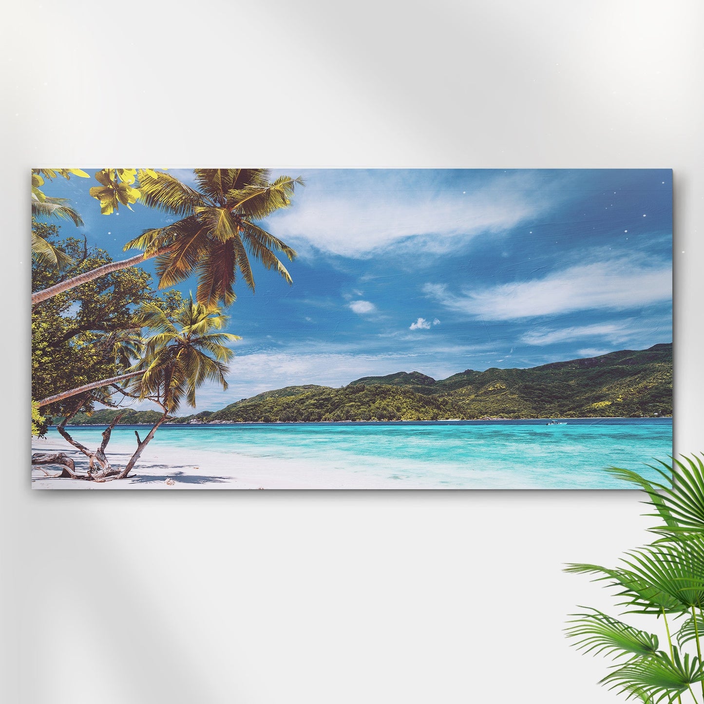 Palm Trees On Tropical Beach Canvas Wall Art