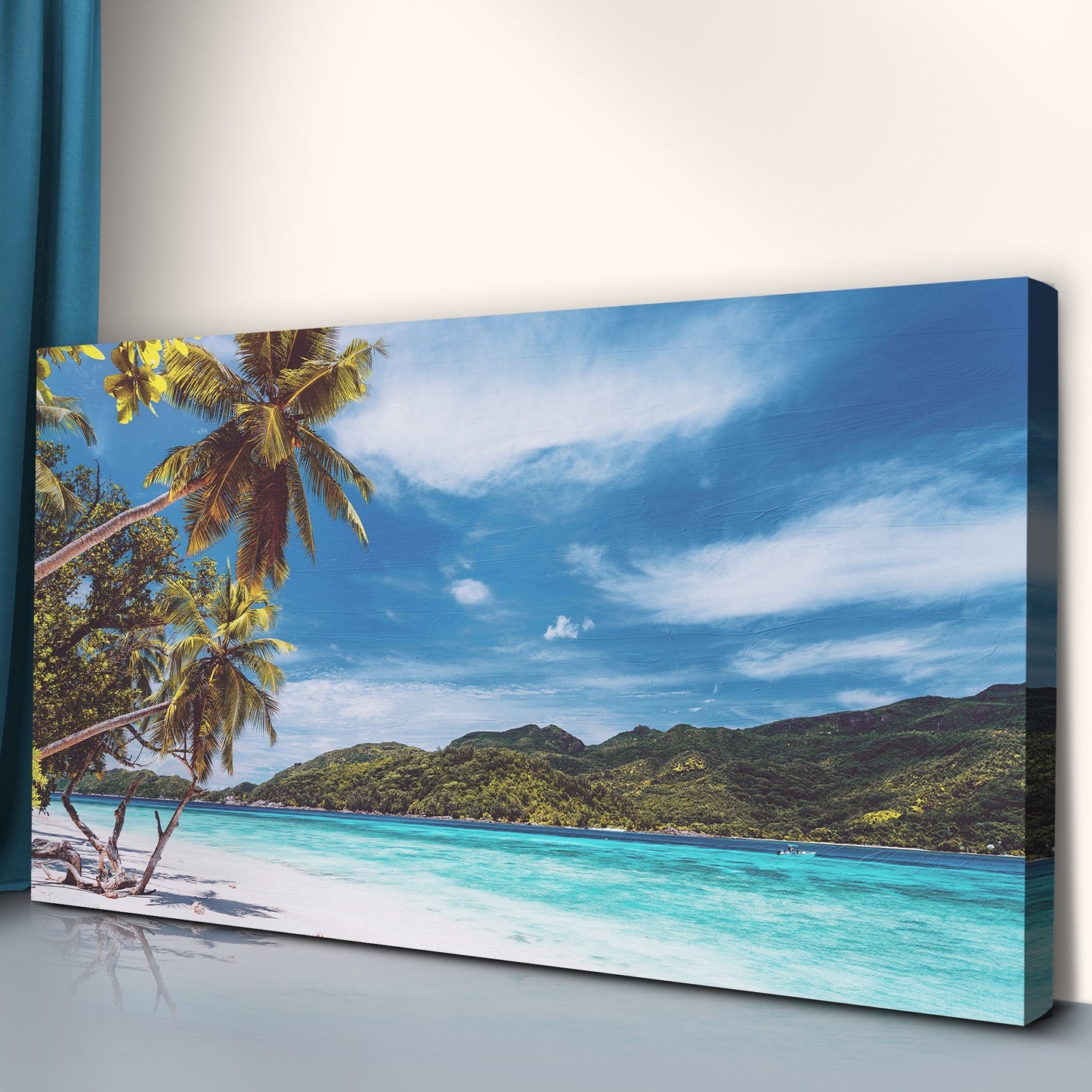 Palm Trees On Tropical Beach Canvas Wall Art