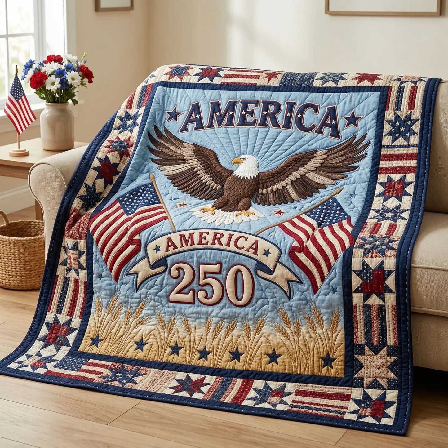 250 America Eagle Quilt Blanket