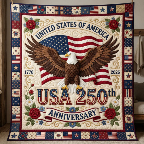 250 Years American Eagle Quilt Blanket