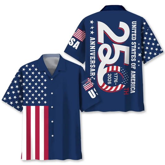 250 Years of America Hawaiian Shirt - S - hawaiian shirt