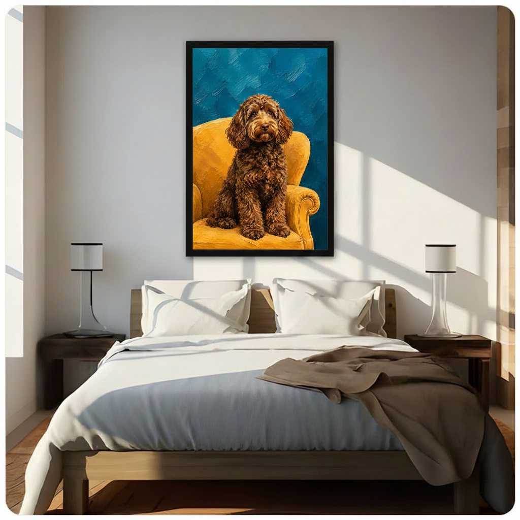 Labradoodle Oil Painting Portrait Canvas Wall Art