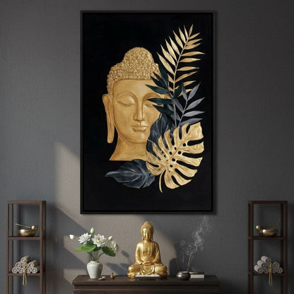 Golden Buddha Botanical Calm Canvas Wall Art