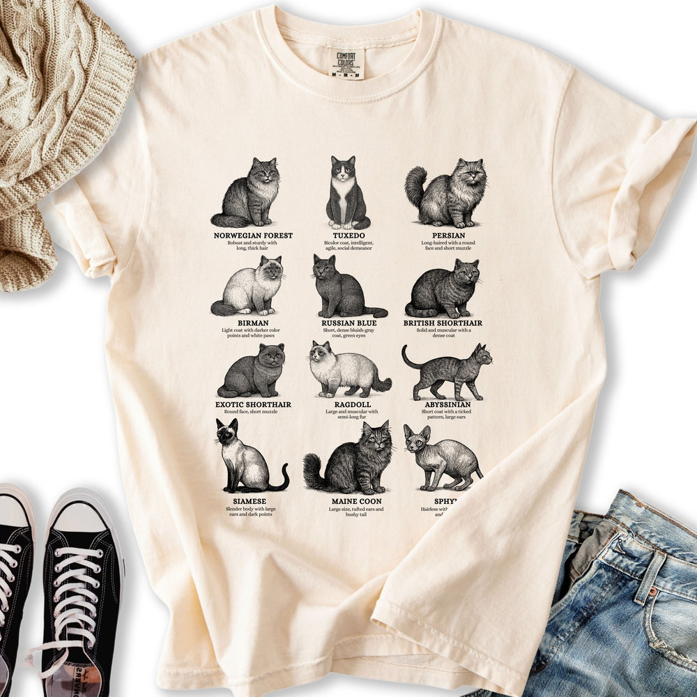 Vintage Cat Breeds Relaxed Tee
