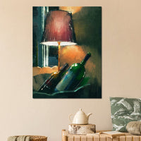 A Couple of Wine Bottles Canvas Wall Art