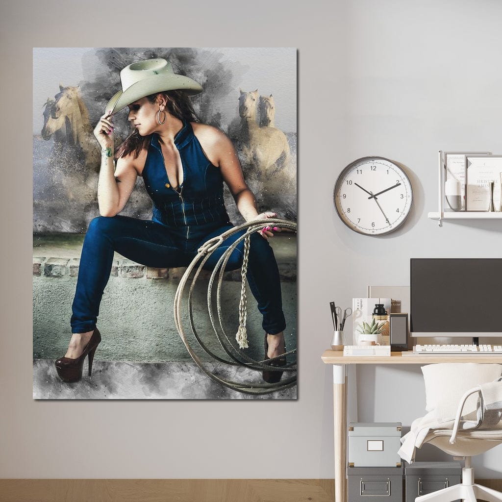 Sexy CowGirl Canvas Wall Art