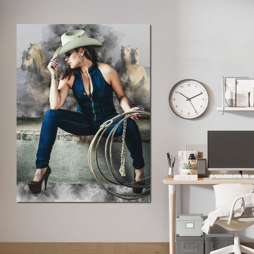 Sexy CowGirl Canvas Wall Art