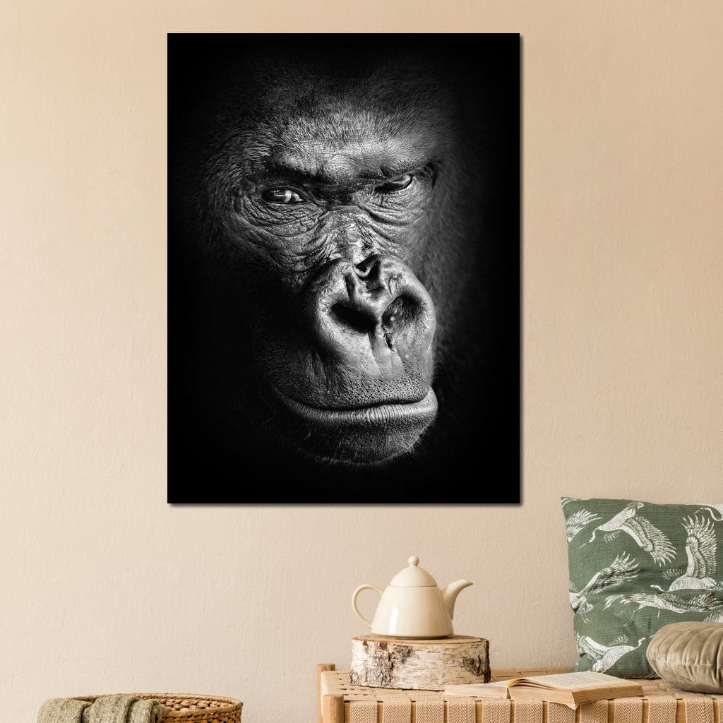 Black and White Gorilla Canvas Wall Art