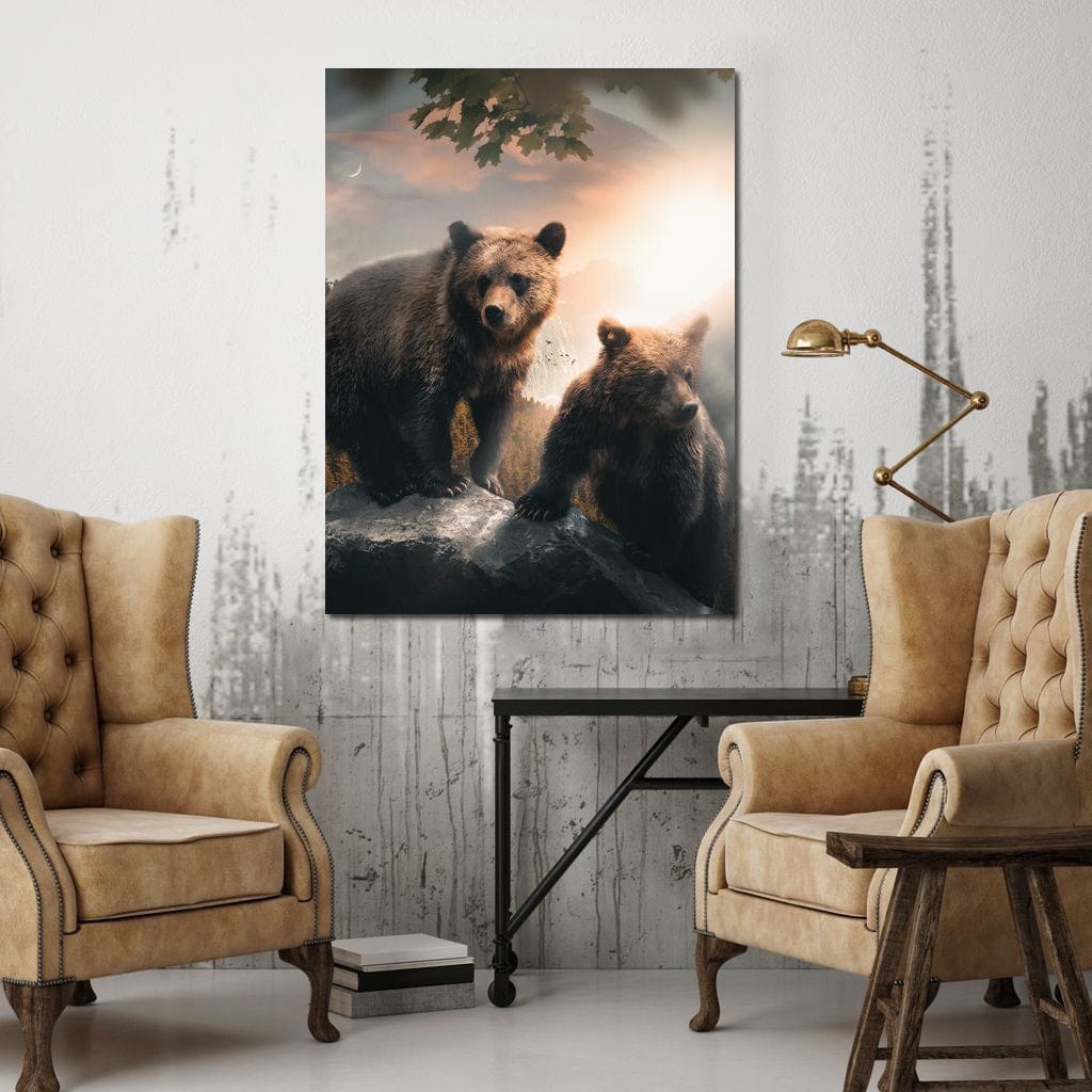 Sunset Bears Canvas Wall Art