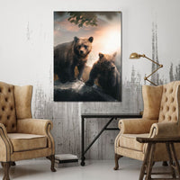 Sunset Bears Canvas Wall Art