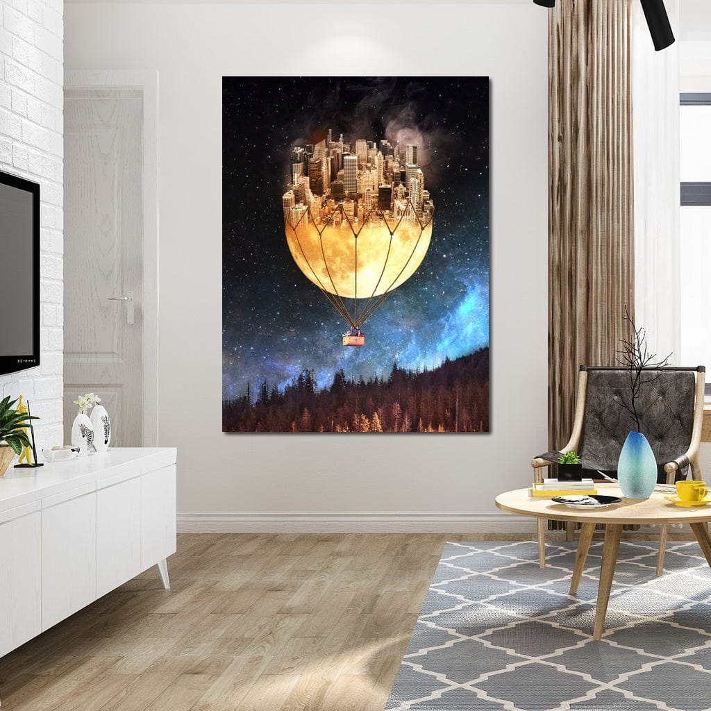 Moon Town Canvas Wall Art