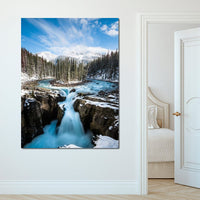 Snowy Sunwapta Falls Canvas Wall Art