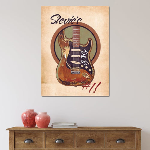Stevie Ray Vaughan's Guitar Retro Canvas Wall Art