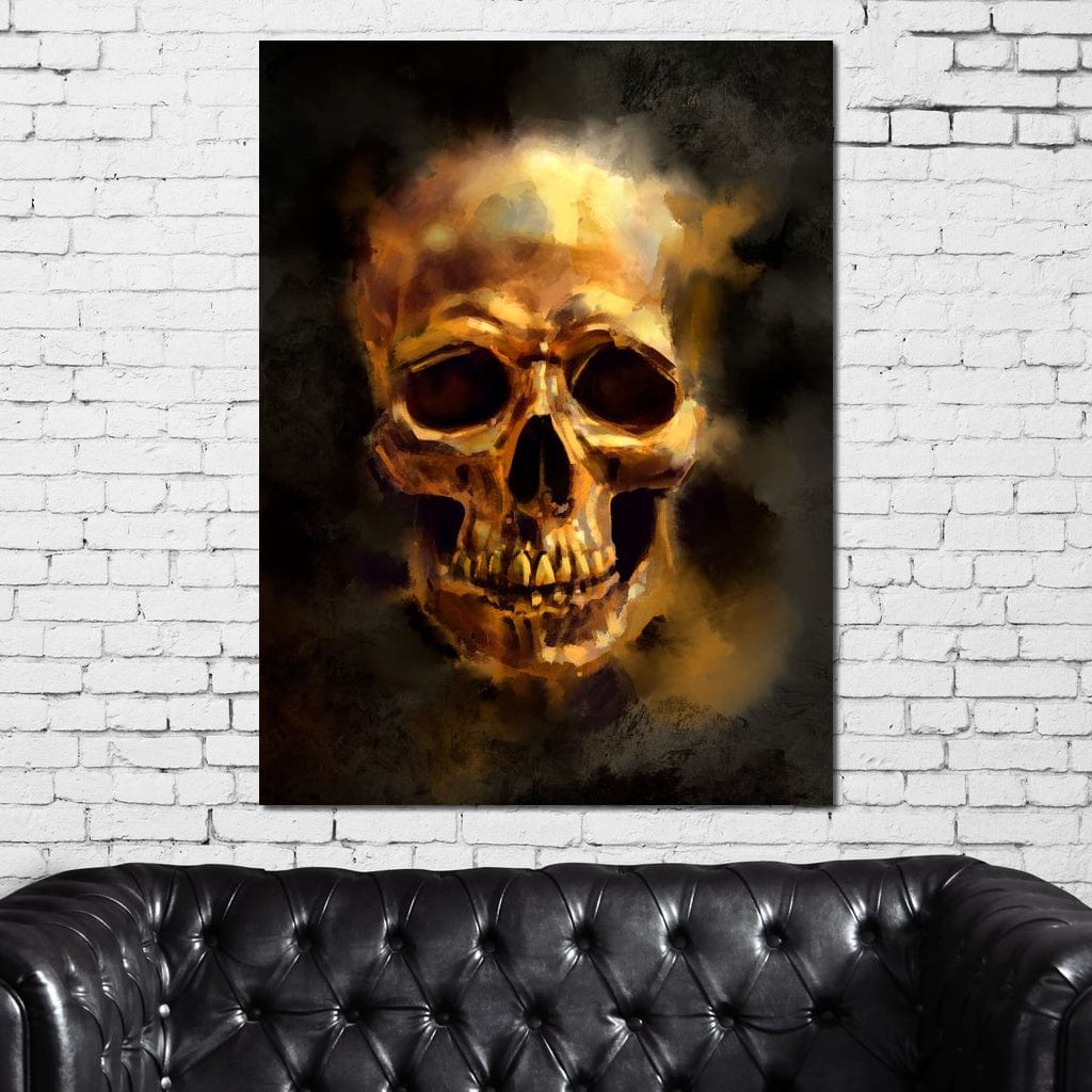 Golden Skull Canvas Wall Art