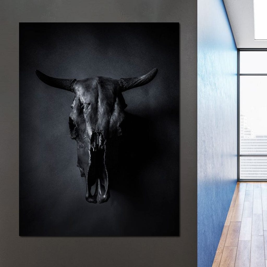Black Bull Skull Canvas Wall Art