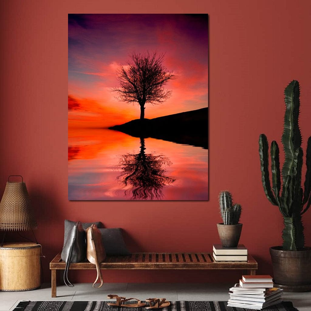 Red Sunset Canvas Wall Art