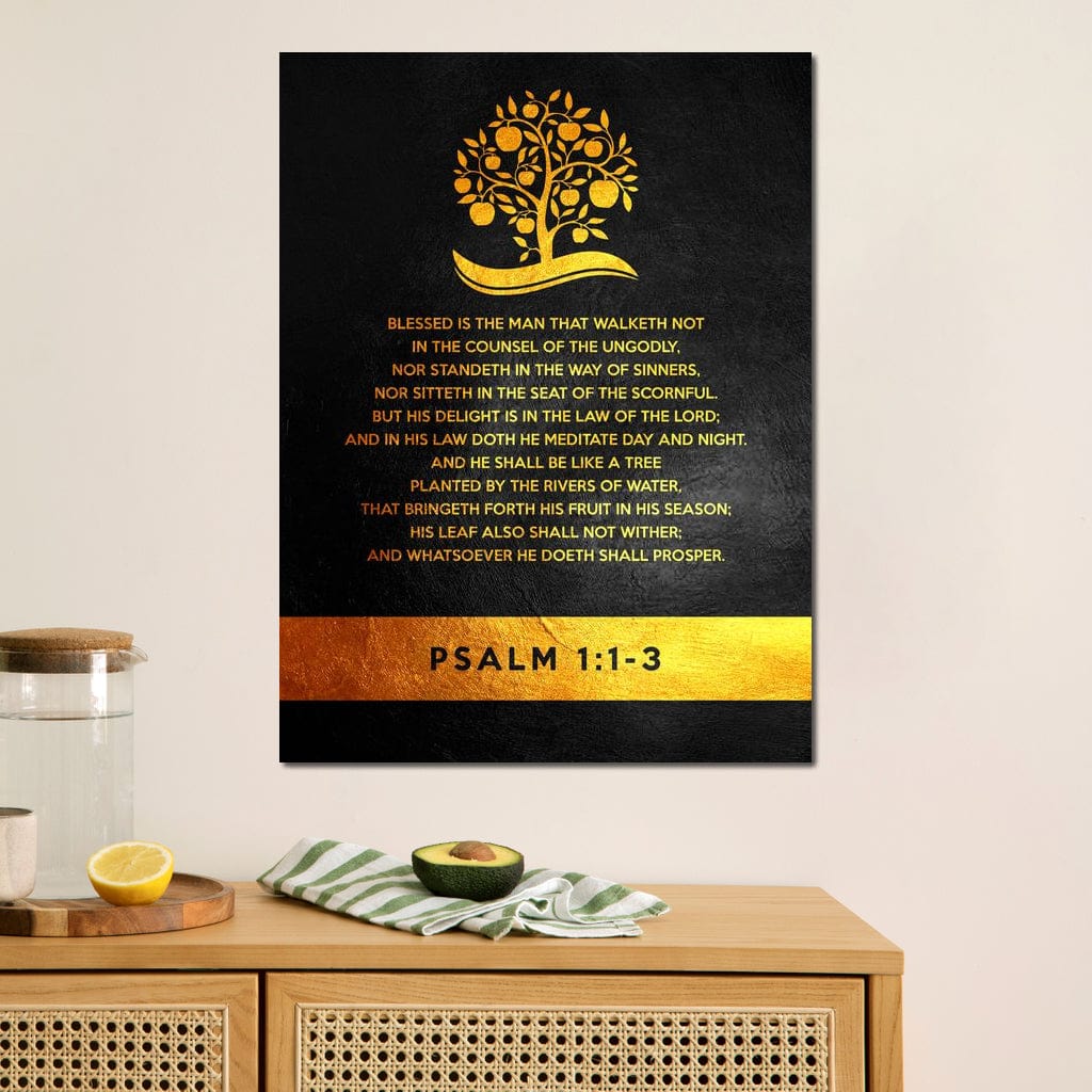 Psalm 1:1-3 Canvas Wall Art