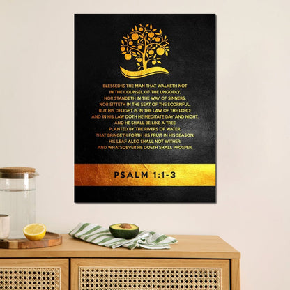 Psalm 1:1-3 Canvas Wall Art