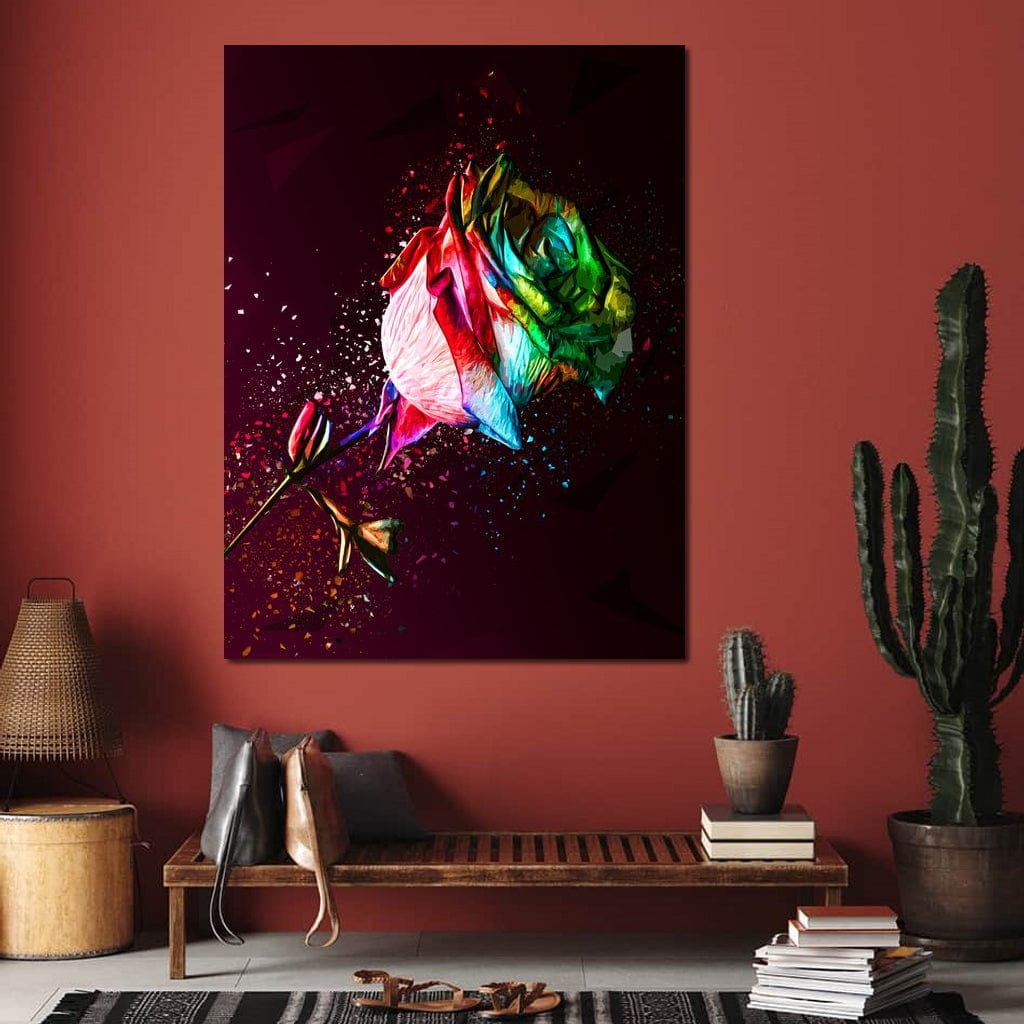 Colored Rose Canvas Wall Art