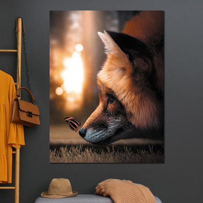 Fox Butterfly Canvas Wall Art