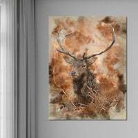 Red Deer Stag on Brown Background Canvas Wall Art